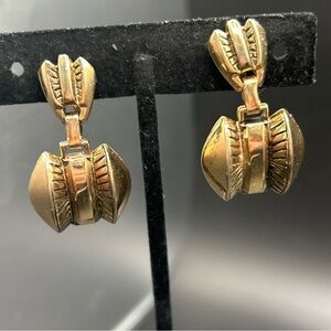 Vintage Goldtone Screwback Dangle Earrings Retro Estate Find